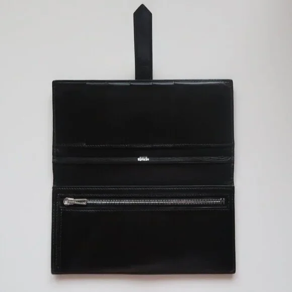 Hermès Béarn Black Leather H Buckle Long Wallet Bifold Luxury French Designer